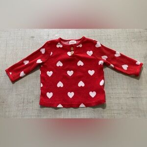 Cat and Jack baby top 3 to 6 months red with white hearts